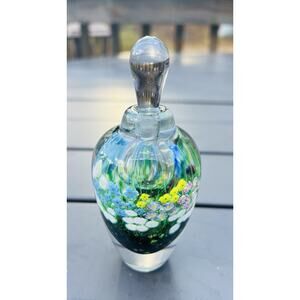 MATTHEW BUECHNER - THAMES Glass 1995 Millefiore Floral #2 Perfume Bottle READ